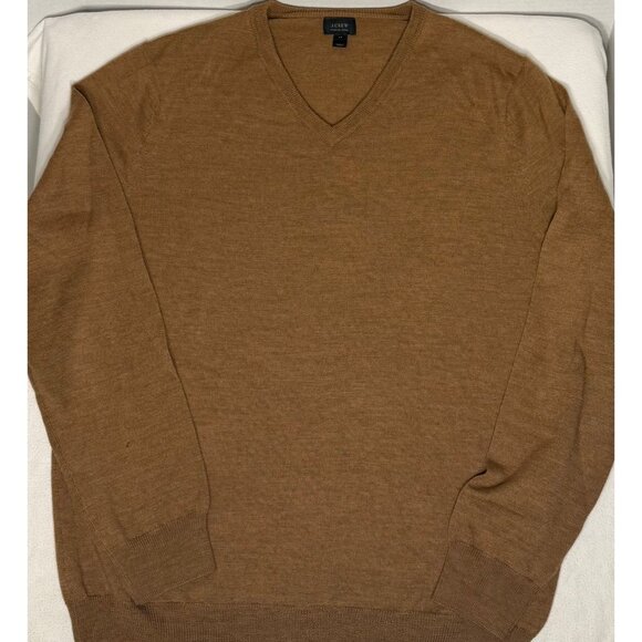J.Crew Men's 100% Merino Wool V-Neck Sweater Medium M Classic Tan Camel brown - Picture 4 of 10